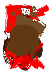 Brown and red graffiti speech bubble on white background. Abstract modern Messaging sign street art decoration, Discussion icon performed in urban painting style.
