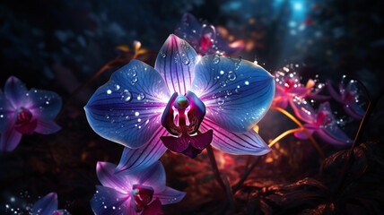 Amazing glowing purple orchid