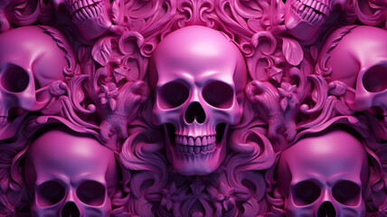 surreal of elegant pink skull