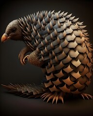 pangolin with spikes growing out back realistic  - obrazy, fototapety, plakaty