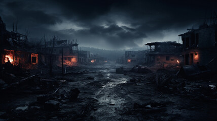 The remains of a city destroyed by war.