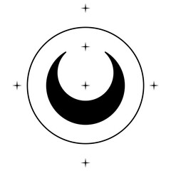Astrology Moon and star icon for decorative template