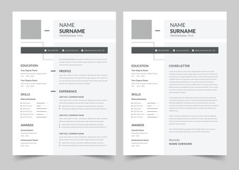 Resume and Cover Letter, Minimalist Resume CV Template
