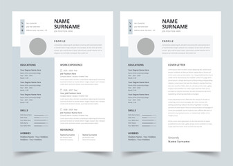 Resume and Cover Letter, Minimalist Resume CV Template