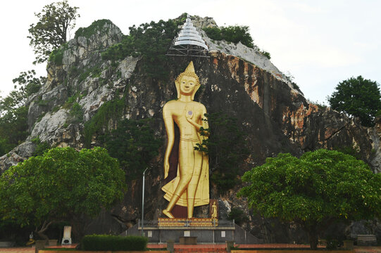 Phra Buddha Wichitman It is a large Buddha image, outdoors, which can be seen from the road passing by. Located at Tham Ruesi Khao Ngu Temple. Located at Ratchaburi Province in Thailand.