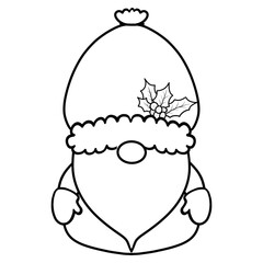 Christmas Gnome Black outline.