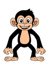 Obraz premium monkey standing vector cartoon illustration