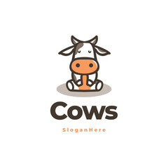 cow cute mascot logo vector