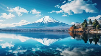 Papier Peint photo Mont Fuji Mount Fuji or Fujisan, the symbol of Japan with blue sky background.