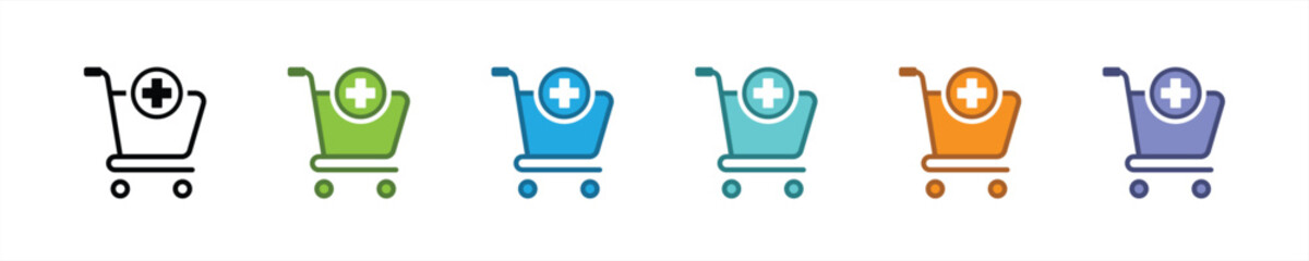 add shopping cart icon set. shopping cart icon, vector illustration	 - obrazy, fototapety, plakaty