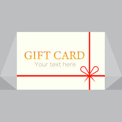 Gift card design with red ribbon