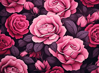 Retro Pink Roses, A Seamless Wallpaper with a Nostalgic Feel