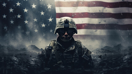 strong american soldier - obrazy, fototapety, plakaty