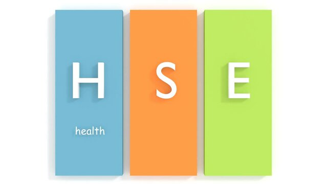 HSE - Health Safety Environment acronym. 3D Render