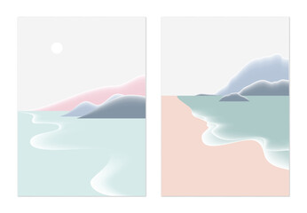 Minimalist landscape poster design, islands and sea - 660230095