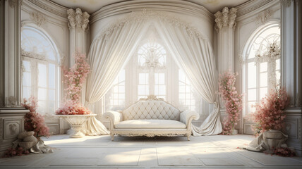 alone classic sofa in empty classic room. - obrazy, fototapety, plakaty