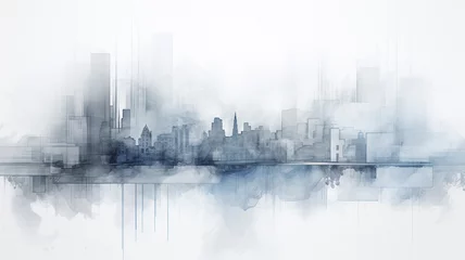 Keuken foto achterwand Aquarelschilderij wolkenkrabber Poster abstract watercolor of the city. Sustainable development plan concept