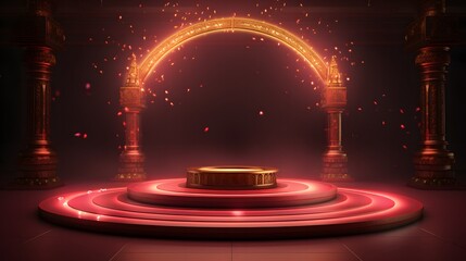 diwali empty product display podium with lights background