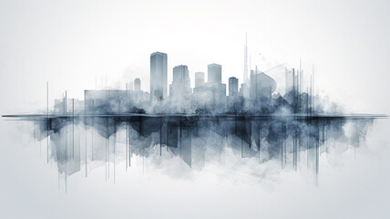 Poster abstract watercolor of the city. Sustainable development plan concept - obrazy, fototapety, plakaty