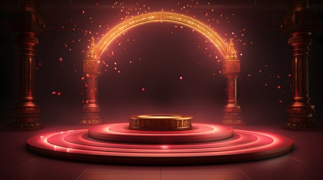 diwali empty product display podium with lights background