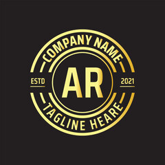 Fototapeta na wymiar Professional simple Letter AR Circle Luxury Gold Color Vector Logo Template