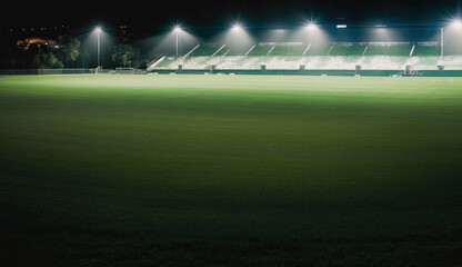 Lawn in the soccer stadium. 