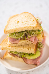 Ham, Cucumber, and Sprout Sandwich