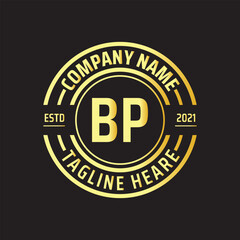 Fototapeta premium Professional simple Letter BP Circle Luxury Gold Color Vector Logo Template