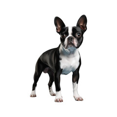 Fototapeta premium Boston_Terrier_dog_breed_full_body_no_shadows_maximum