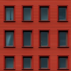 Seamless pattern texture of urban building facade in brick color with windows