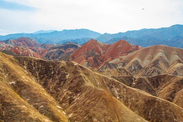 Fotobehang Danxia landform in Zhangye, China. Danxia landform is formed from red sandstones © Tatiana Kashko