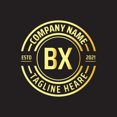 Professional simple Letter BX Circle Luxury Gold Color Vector Logo Template