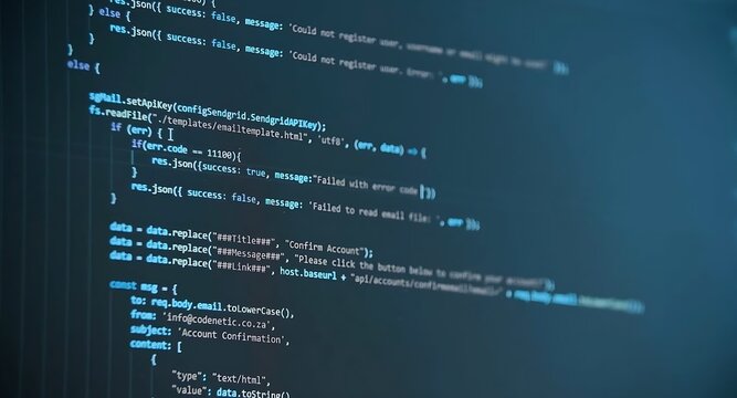 Programmer working in computer screen. Madagascar flag  is depicted on the screen with the program code. Black background with colored lines of code