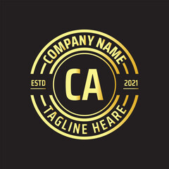 Professional simple Letter CA Circle Luxury Gold Color Vector Logo Template