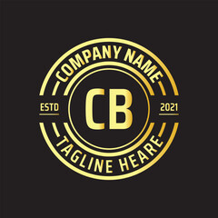 Professional simple Letter CB Circle Luxury Gold Color Vector Logo Template