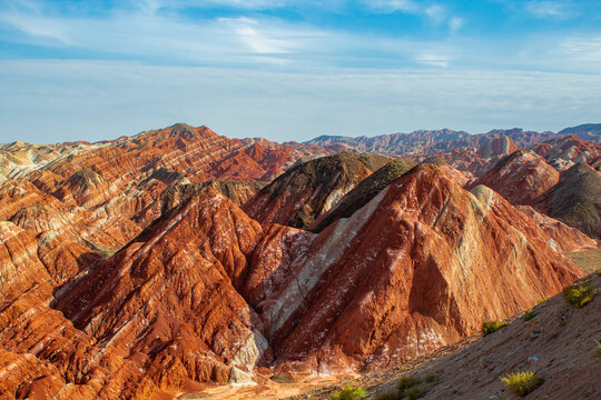 Colourful Hills Scenic Area of Zhangye National Geopark, China. Sunset picture