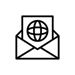 Envelope diplomacy icon with black outline style. paper, letter, envelope, message, isolated, vector, blank. Vector Illustration