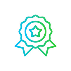 Badge diplomacy icon with blue and green gradient outline style. badge, label, symbol, sticker, design, product, quality. Vector Illustration