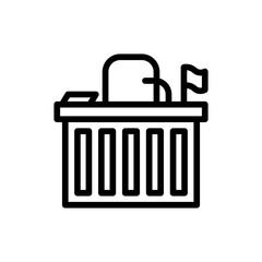Courtroom diplomacy icon with black outline style. courtroom, justice, court, law, legal, punishment, judge. Vector Illustration