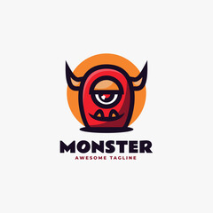 Vector Logo Illustration Monster Mascot Cartoon Style.