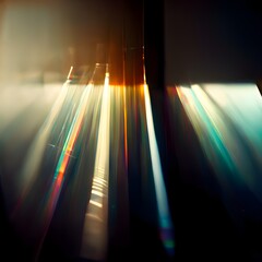 abstract light reflections through glass pitch black darkness and lens flares 