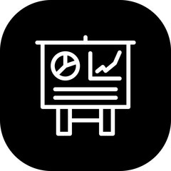 Presentation inspection icon with black filled line outline style. business, presentation, corporate, report, template, marketing, graphic. Vector Illustration