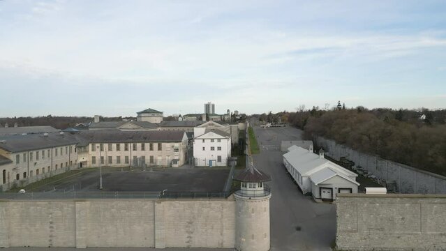 The wall and yard of a decommissioned maximum security prison
