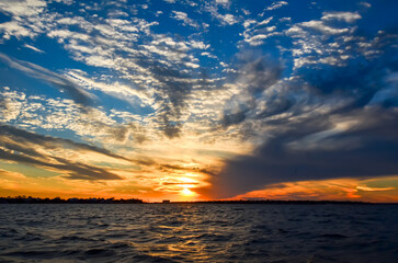 October sunset on the water in Orange Beach, Alabama