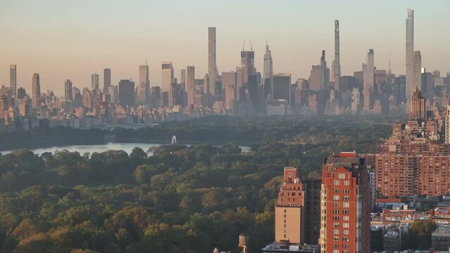 Aerial view - New York City - Sunrise - Central Park