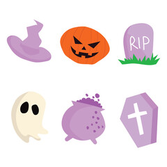 Flat design of halloween element collection