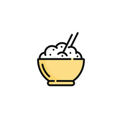 Rice bowl vector illustration isolated on white background. Rice bowl icon