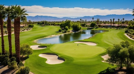 green golf course, clear weather views  .Generative AI