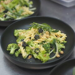 Vegan Fusilli Pasta with Fresh Vegetables and Olives