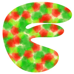 english letters "F" Seamless pattern of watercolor dots Festive red and green watercolor dots create a Christmas atmosphere.